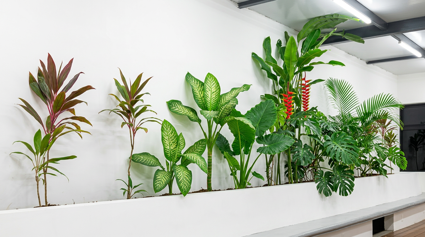 Jardinera tropical Amonacer en comedor de empleados de Quirúrgica del Sur Cancún